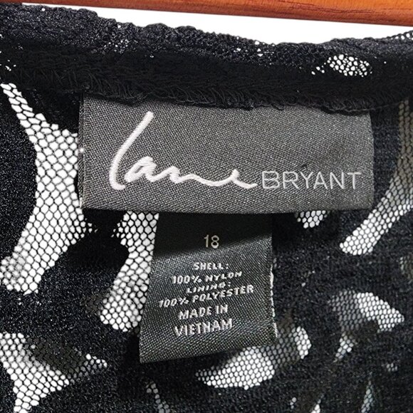 Lane Bryant Black Lace Midi Dress Size 18 | 3/4 Sleeves Party Cocktail Dress - Picture 3 of 12